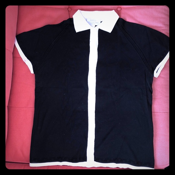 Rare Barneys New York knit collar button tee - Picture 2 of 7